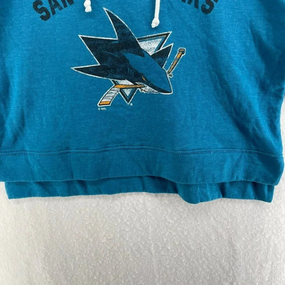 San Jose Sharks Lace-Up Sweatshirt Women's Sz S Blue Colorblock NHL Pullover - Picture 7 of 10